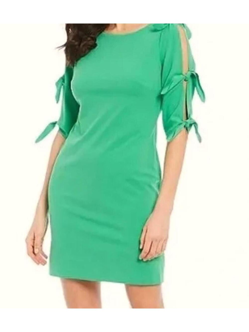 Vince Camuto Green Boatneck 3/4 Bow Sleeves Shift Dress - Size Small ($130) NWT